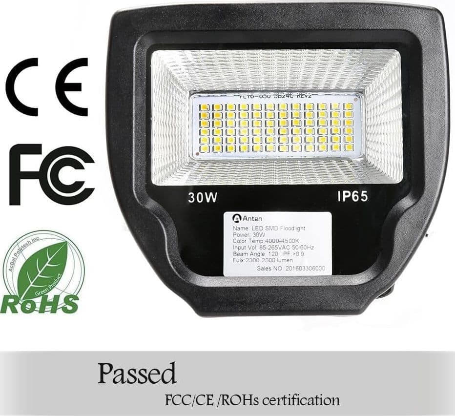 Anten 10W 2500LM SMD 2835 LED IP65 Faretto di sicurezza per esterni bianco natur in Proiettori CL Store - Battipaglia, commercioVirtuoso.it