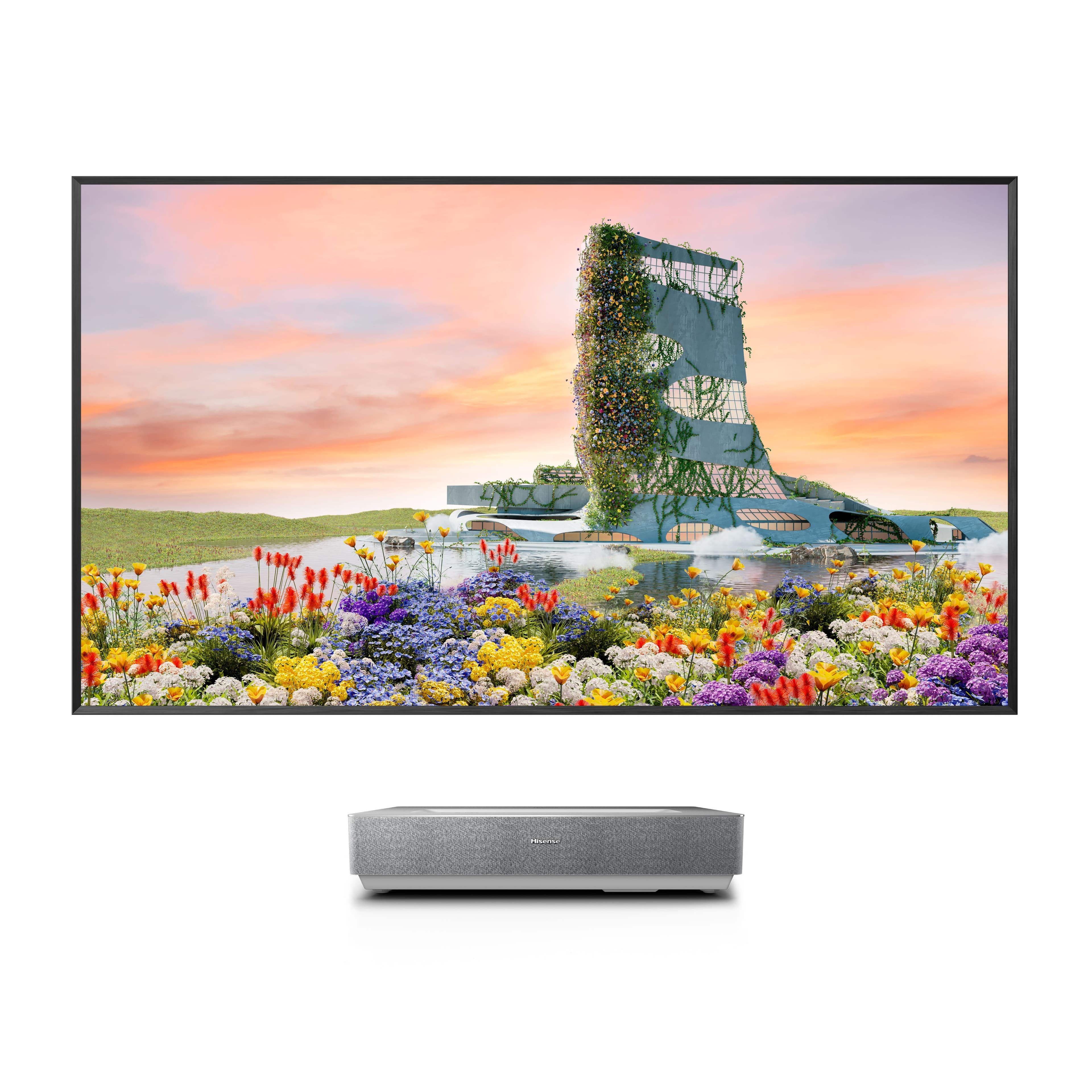 Hisense laser tv 4k ultra hd 100\" 100l5hd, proiettore raggio ultra-corto single laser, smart tv vidaa u6, sintonizzatore dvb-t2, wifi, 2700 ansi lumen