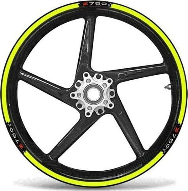 KIT STRISCE ADESIVE compatibili per CERCHI 17 MOTO KAWASAKI Z750 - GIALLO FLUO