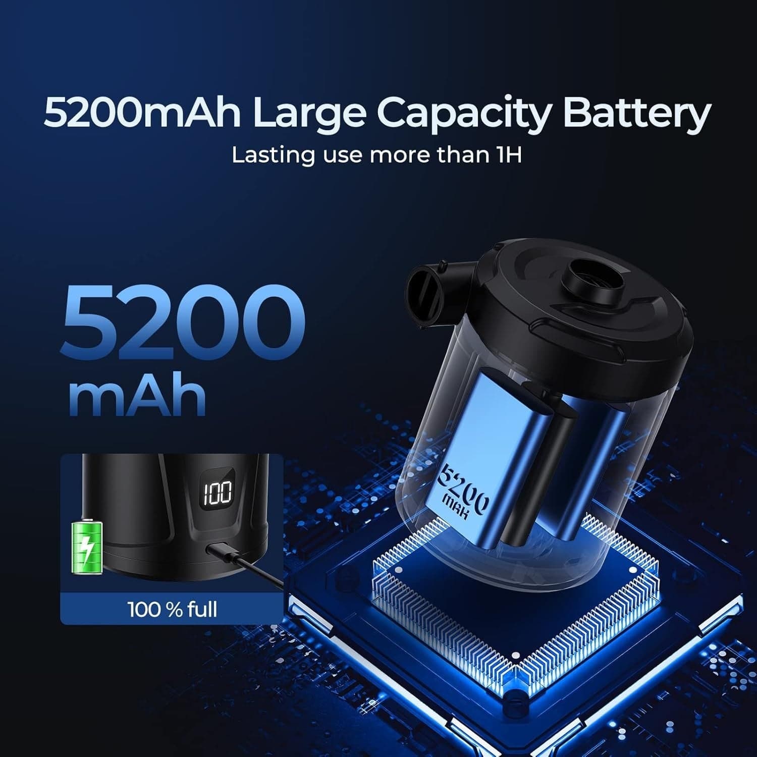 Pompa elettrica per gonfiabili da 5200 mAh per gonfiabili con display a LED in Pompe elettriche CL Store - Battipaglia, commercioVirtuoso.it