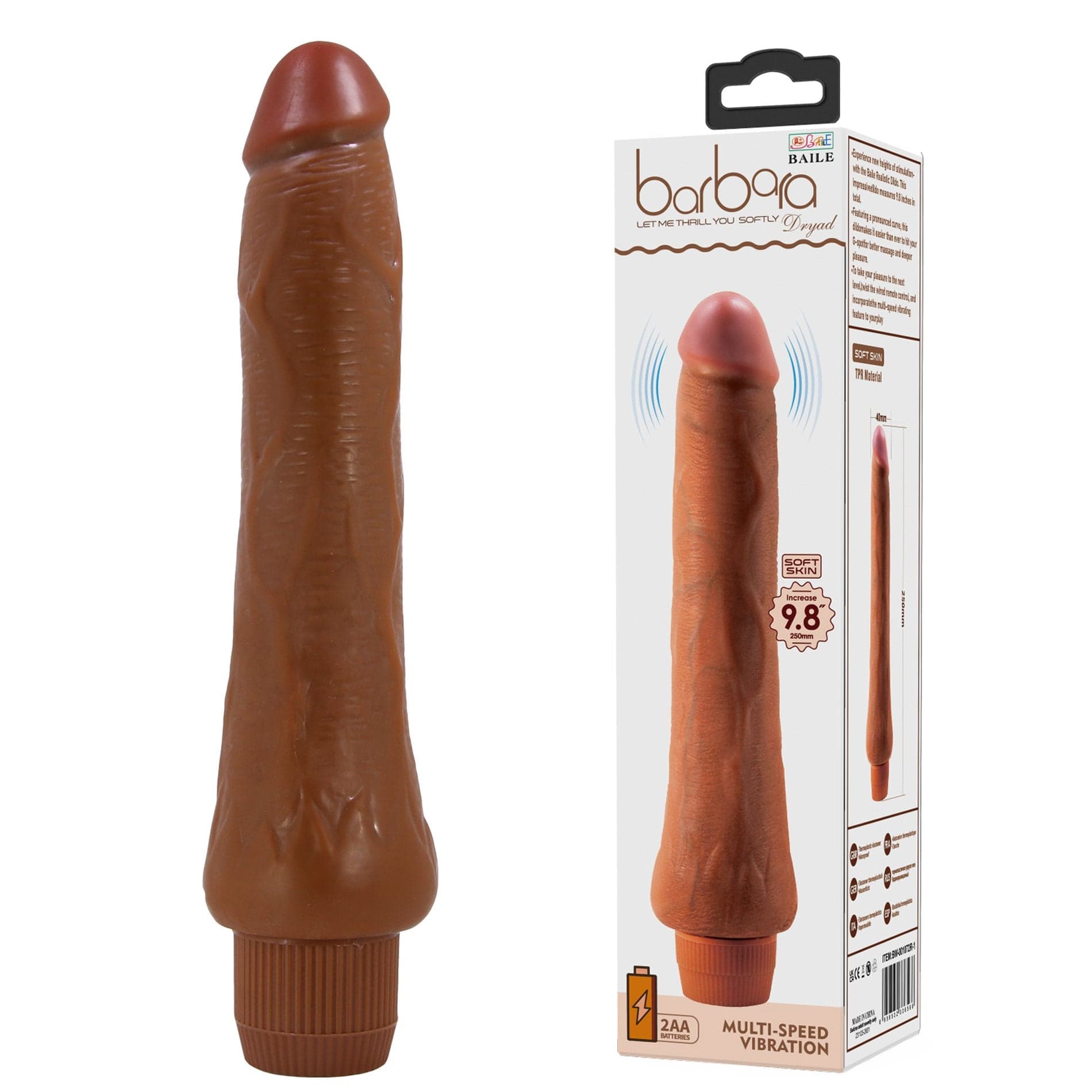 Vibratore dildo realistico anale vaginale vibrante marrone 250 mm in Vibratori G-Spot Kondorama - Martinsicuro, commercioVirtuoso.it