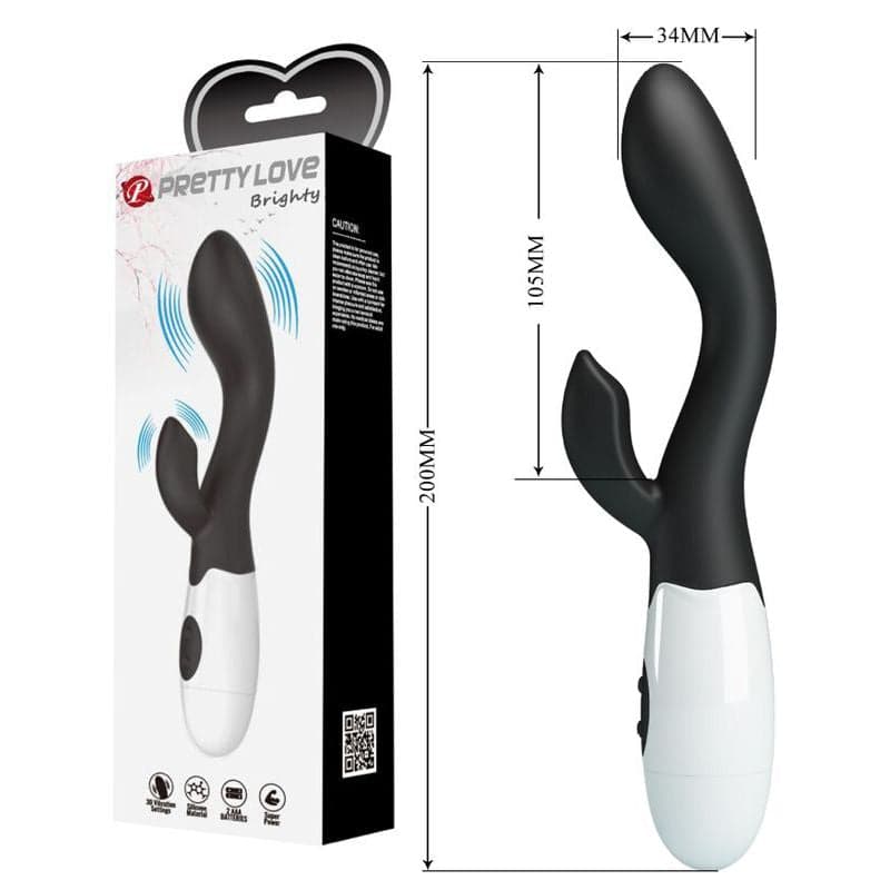 Pretty Love Brighty vibratore rabbit in silicone nero silenzioso 30 funzioni cm 20 x 3 in Vibratori Rabbit Kondorama - Martinsicuro, commercioVirtuoso.it