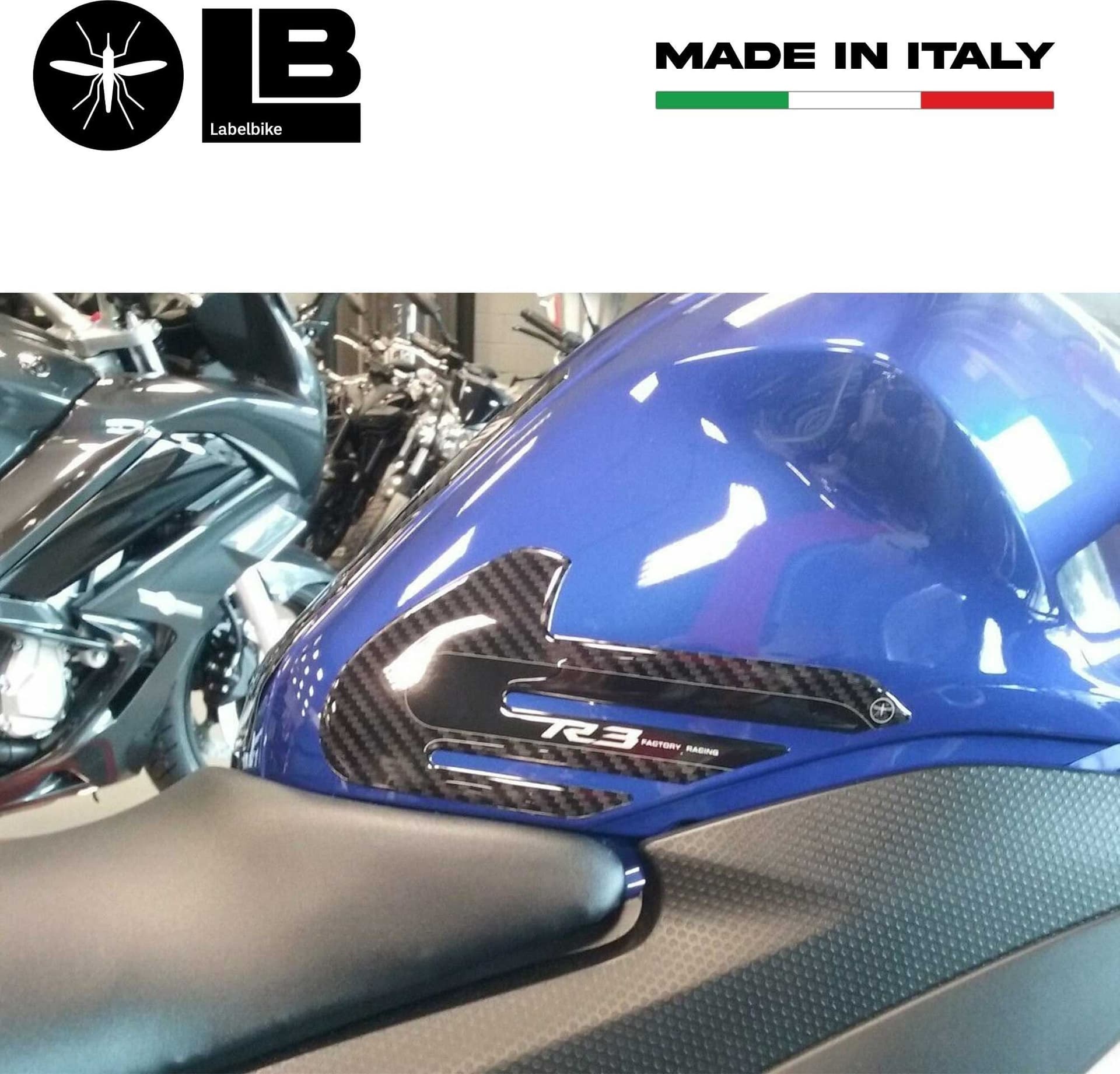 2 PROTEZIONI LATERALI SERBATOIO COMPATIBILI CON MOTO YAMAHA YZF R3 2015-2025 in Decalcomanie adesivi e magneti LabelBike - Bibbiano, commercioVirtuoso.it