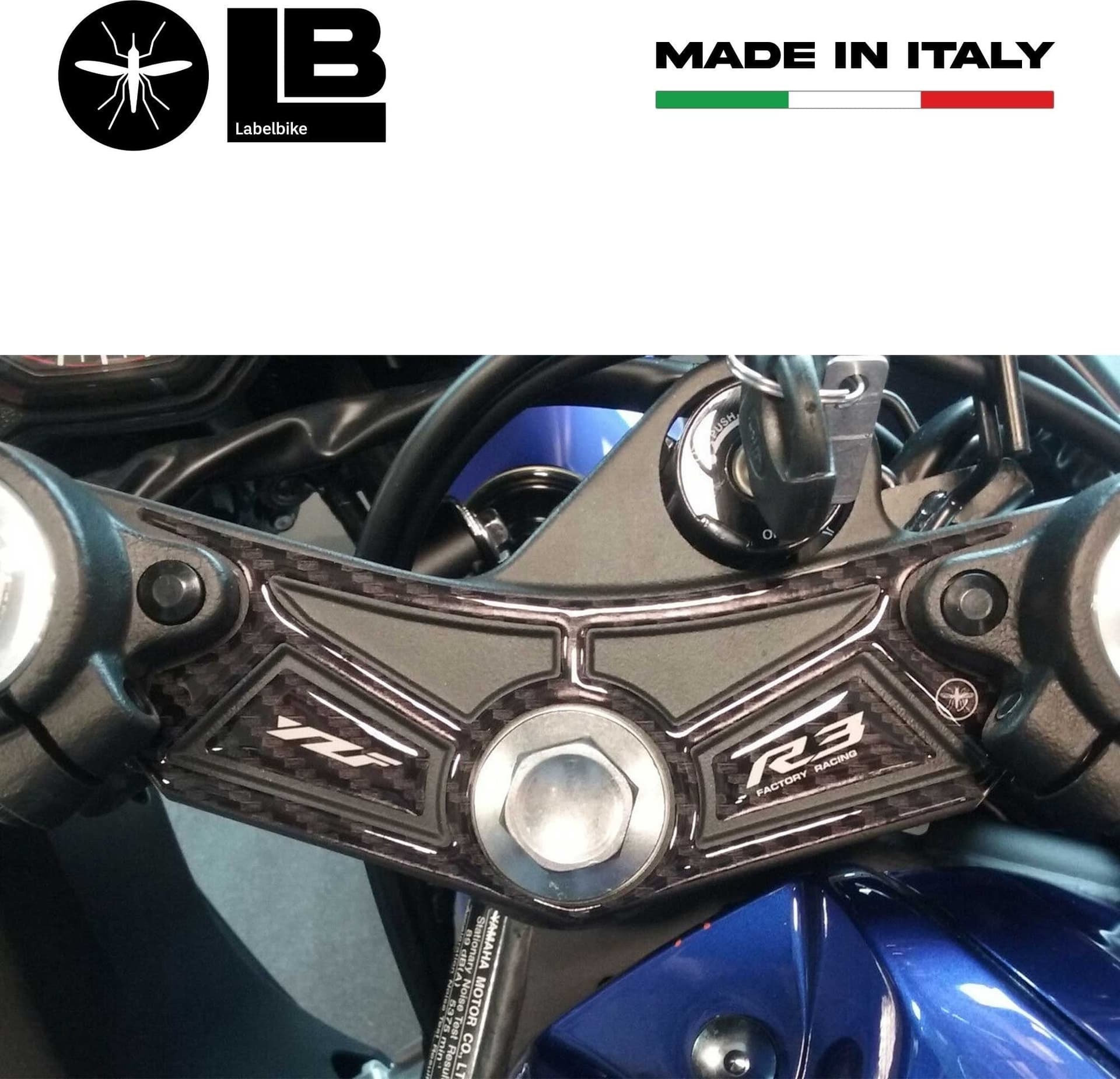 Adesivo 3D piastra forcella sterzo compatibile con YAMAHA YZF R3 2015-2025 in Decalcomanie adesivi e magneti LabelBike - Bibbiano, commercioVirtuoso.it