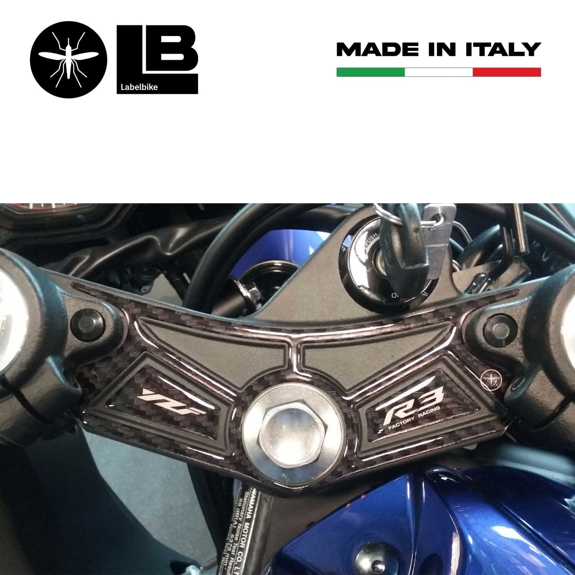 Adesivo 3D piastra forcella sterzo compatibile con YAMAHA YZF R3 2015-2025 in Decalcomanie adesivi e magneti LabelBike - Bibbiano, commercioVirtuoso.it