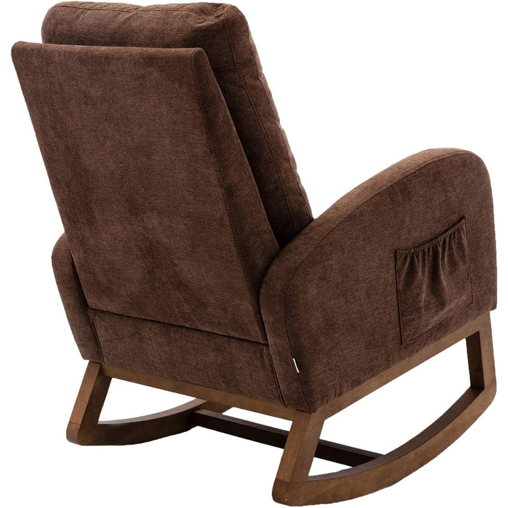 Poltrona a Dondolo Legno e Tessuto Sedia da Relax Cuscino Morbido Tasca laterale in Sedie a dondolo Danyx - Casoria, commercioVirtuoso.it