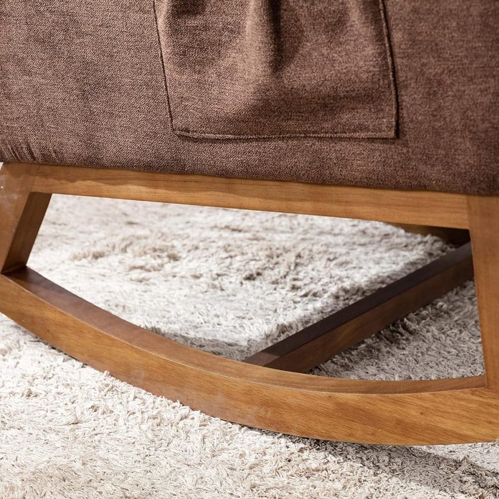 Poltrona a Dondolo Legno e Tessuto Sedia da Relax Cuscino Morbido Tasca laterale in Sedie a dondolo Danyx - Casoria, commercioVirtuoso.it