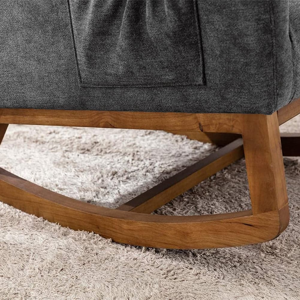 Poltrona a Dondolo Legno e Tessuto Sedia da Relax Cuscino Morbido Tasca laterale in Sedie a dondolo Danyx - Casoria, commercioVirtuoso.it