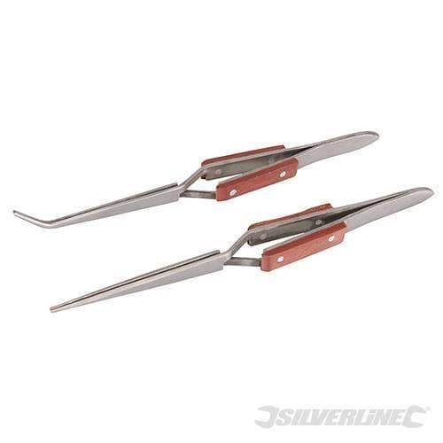 Set 2 pinzette in acciaio 162 / 165mm punta dritta e 45 gradi Prezzo Silverline