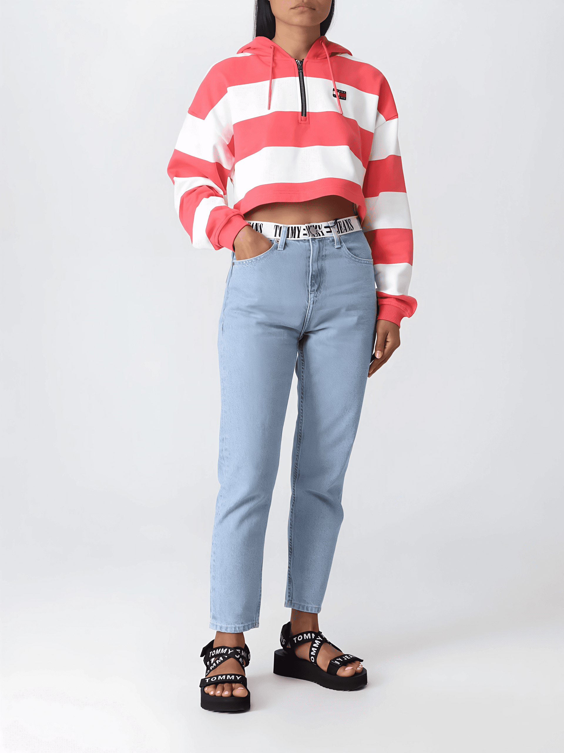 TOMMY JEANS Felpa Donna Tommy Jeans Corta da donna in Felpe con cappuccio Drestige - Casamassima, commercioVirtuoso.it