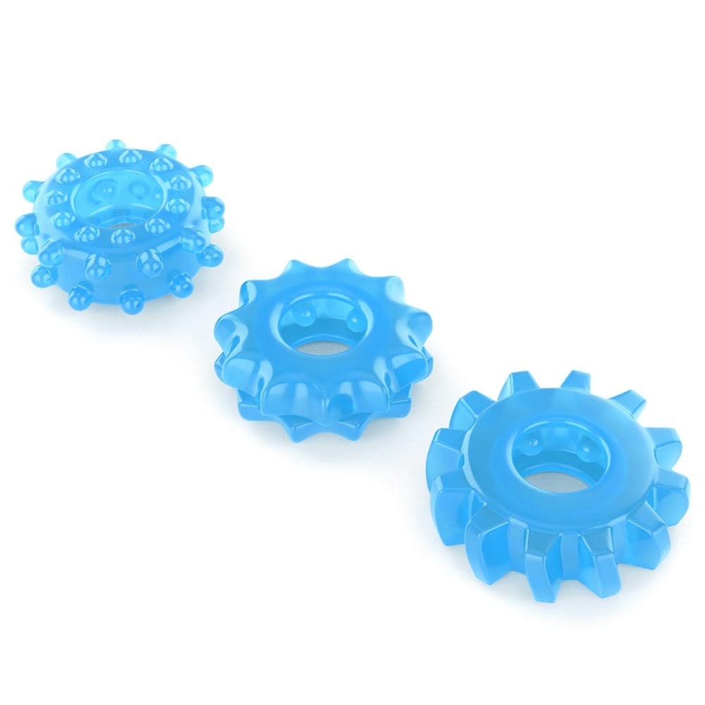 Set di 3 anelli fallici fluorescenti azzurri per il pene con stimolatori in Anelli fallici e vibranti Kondorama - Martinsicuro, commercioVirtuoso.it