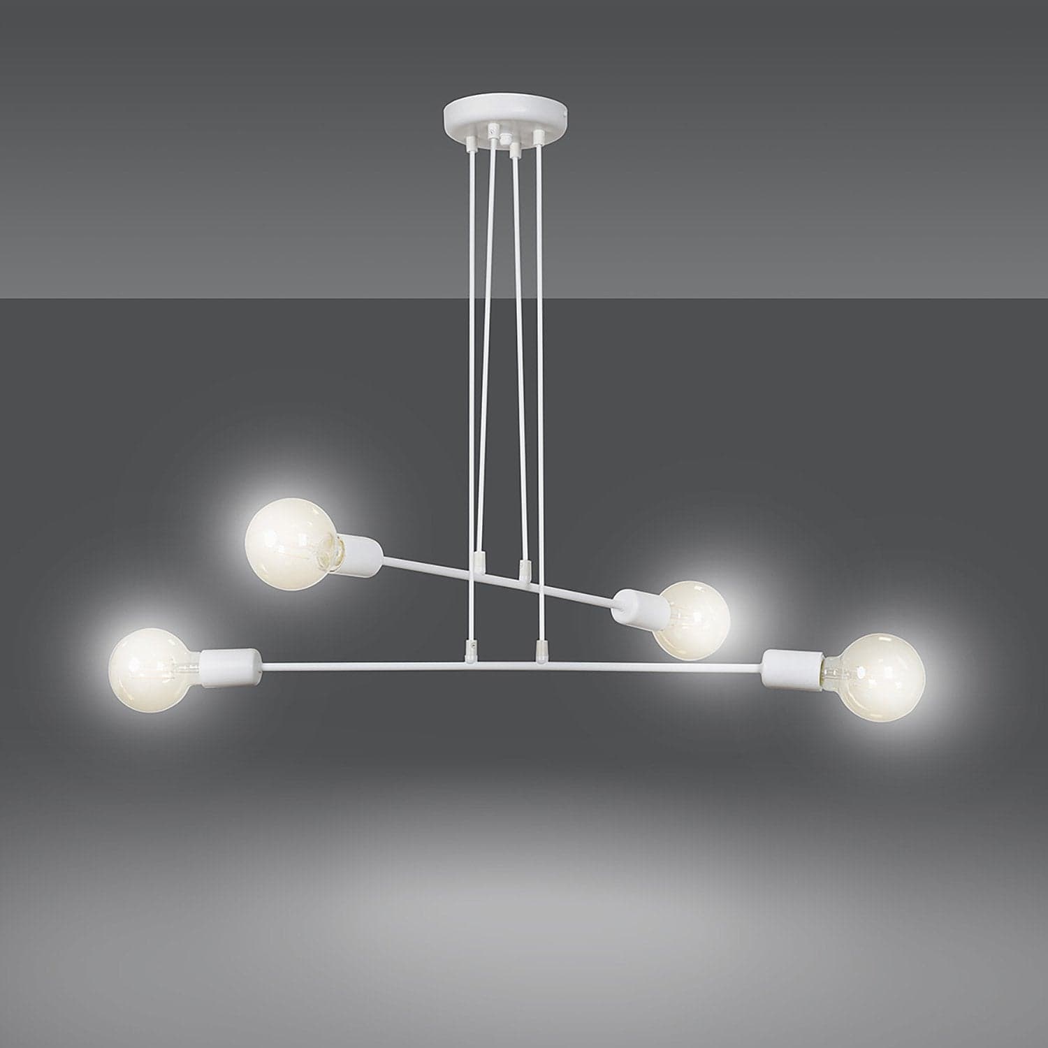Lampadario Industrial 4 Luci Multiplo In Acciaio Bianco A Bracci in Lampade a sospensione LuceArt - Montecorvino Pugliano, commercioVirtuoso.it