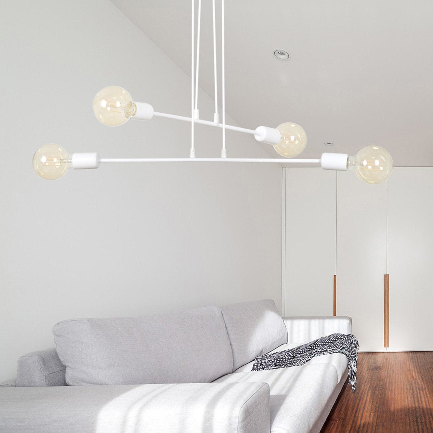 Lampadario Industrial 4 Luci Multiplo In Acciaio Bianco A Bracci in Lampade a sospensione LuceArt - Montecorvino Pugliano, commercioVirtuoso.it