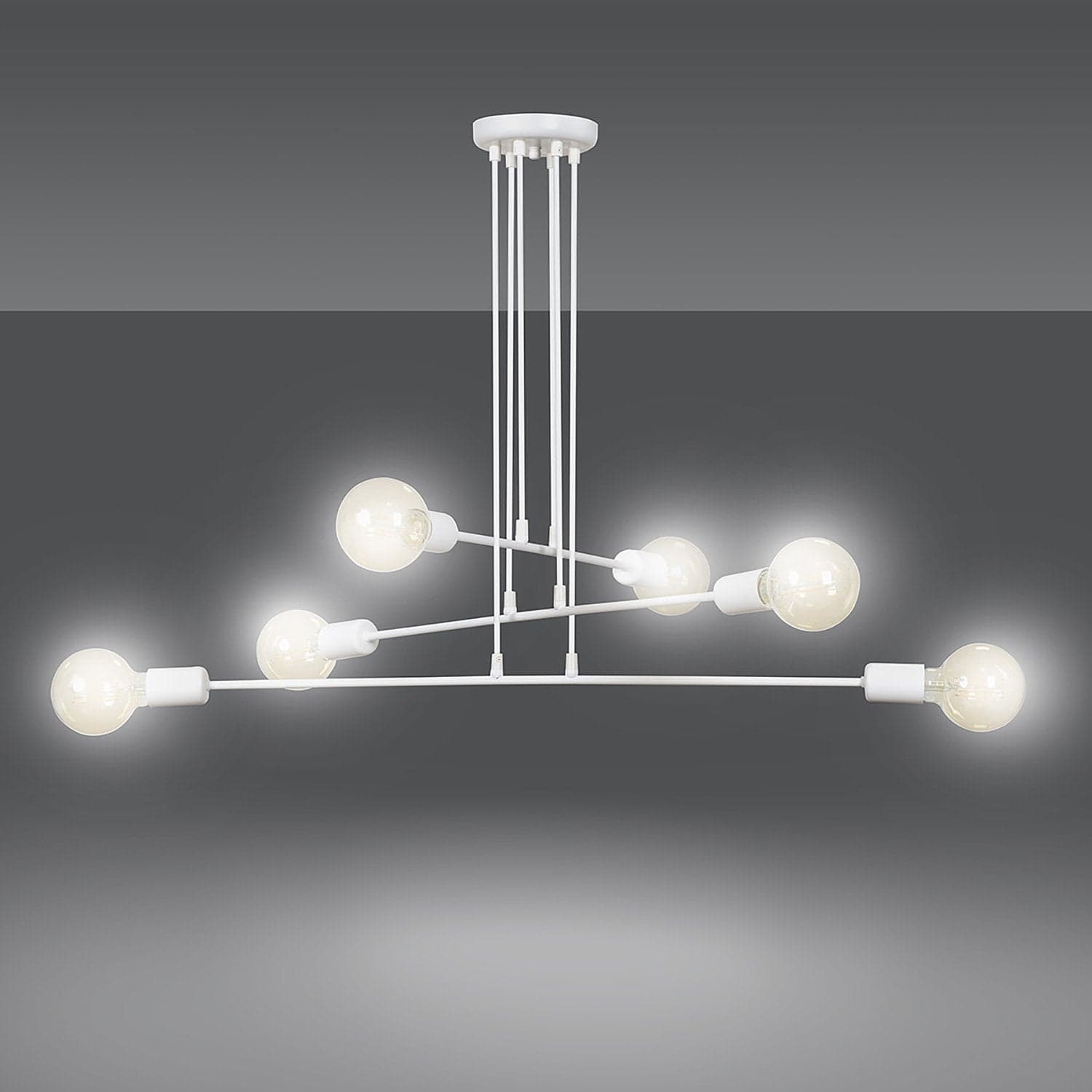 Lampadario Industrial 6 Luci Multiplo In Acciaio Bianco A Bracci in Lampade a sospensione LuceArt - Montecorvino Pugliano, commercioVirtuoso.it