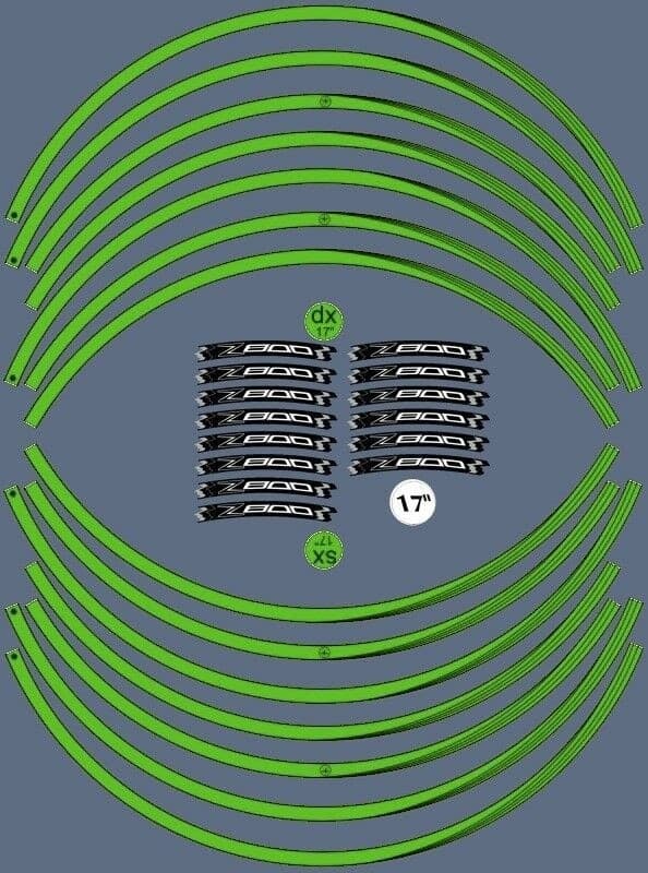 KIT STRISCE ADESIVE VERDI compatibili per CERCHI 17 MOTO KAWASAKI Z800 TUNING in Decalcomanie adesivi e magneti LabelBike - Bibbiano, commercioVirtuoso.it