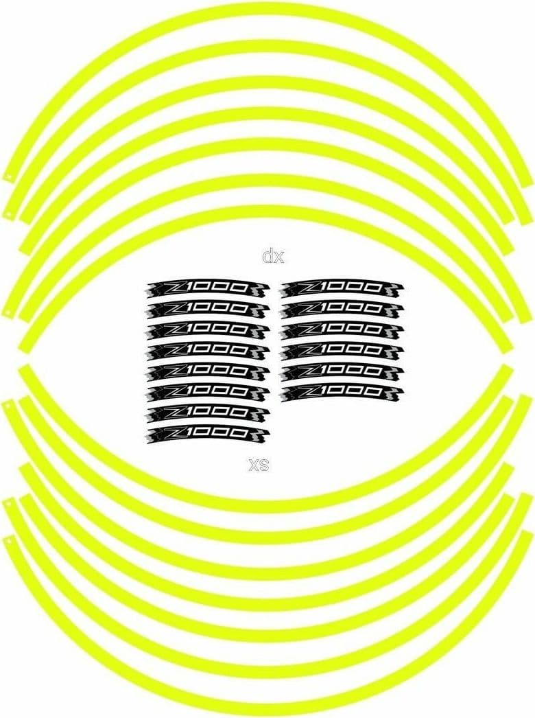 KIT STRISCE ADESIVE compatibili per CERCHI 17 MOTO KAWASAKI Z1000 - GIALLO FLUO in Decalcomanie adesivi e magneti LabelBike - Bibbiano, commercioVirtuoso.it