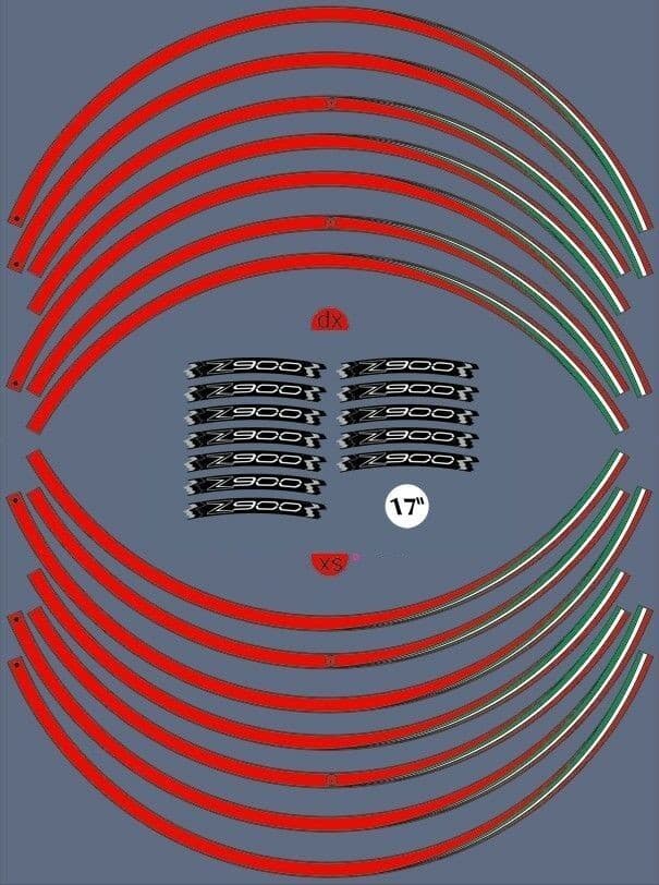 KIT STRISCE ADESIVE compatibili per CERCHI 17 MOTO KAWASAKI Z900 Adesivi tuning in Decalcomanie adesivi e magneti LabelBike - Bibbiano, commercioVirtuoso.it