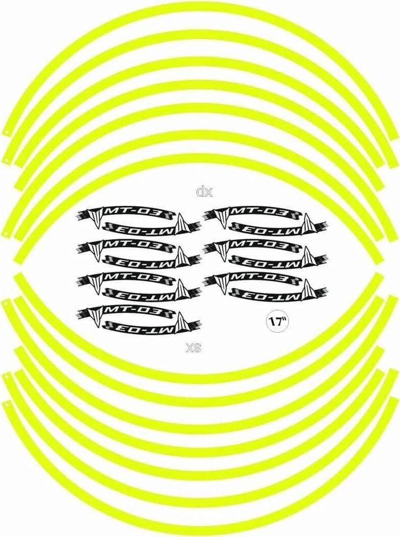 KIT STRISCE ADESIVE compatibili per CERCHI 17 MOTO MT03 YAMAHA MT-03 GIALLO FLUO in Decalcomanie adesivi e magneti LabelBike - Bibbiano, commercioVirtuoso.it