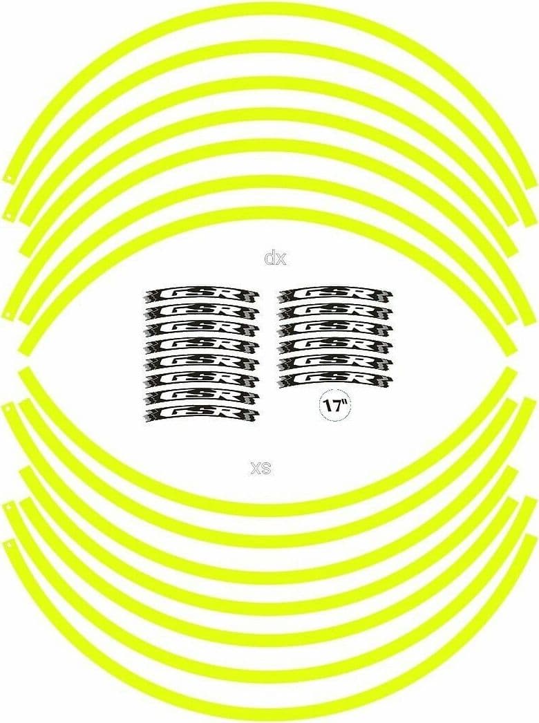 KIT STRISCE ADESIVE compatibili per CERCHI 17 MOTO SUZUKI GSR - GIALLO FLUO in Decalcomanie adesivi e magneti LabelBike - Bibbiano, commercioVirtuoso.it