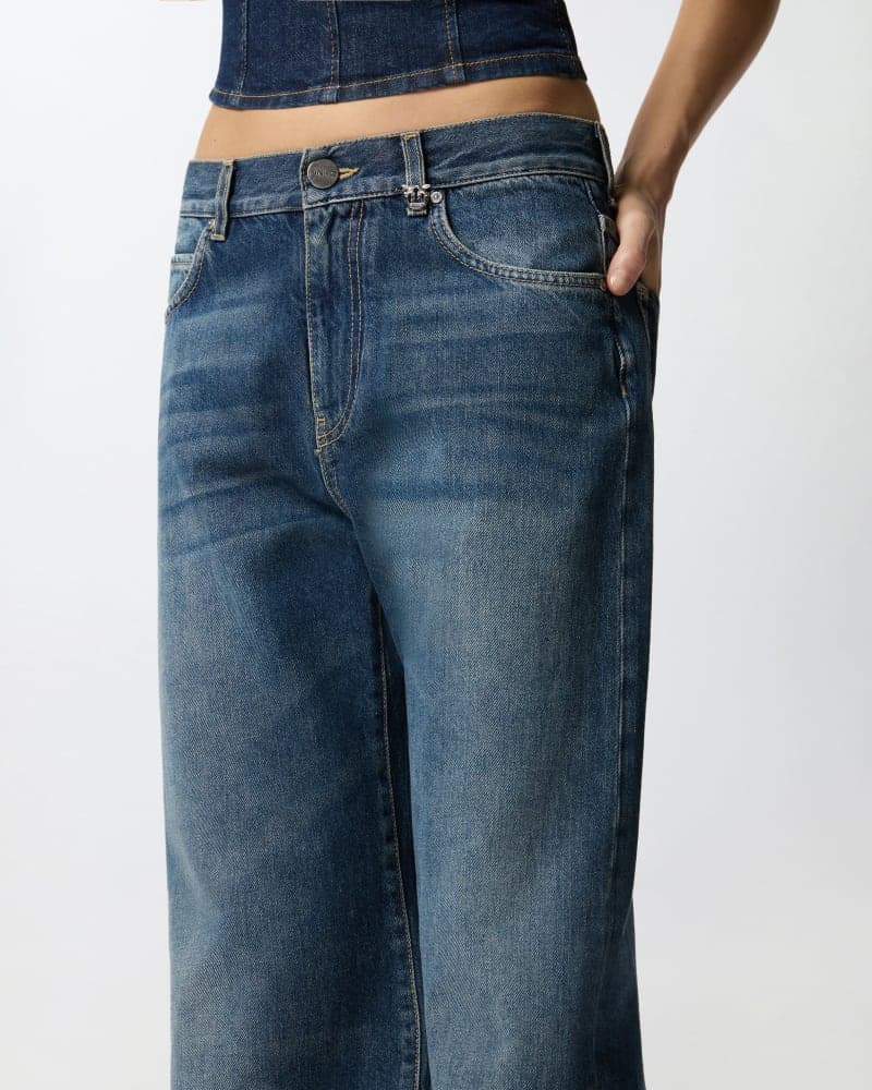 Pinko WANDA WIDE LEG SOFT OCEAN DENIM FW25 da donna in Jeans Drestige - Casamassima, commercioVirtuoso.it