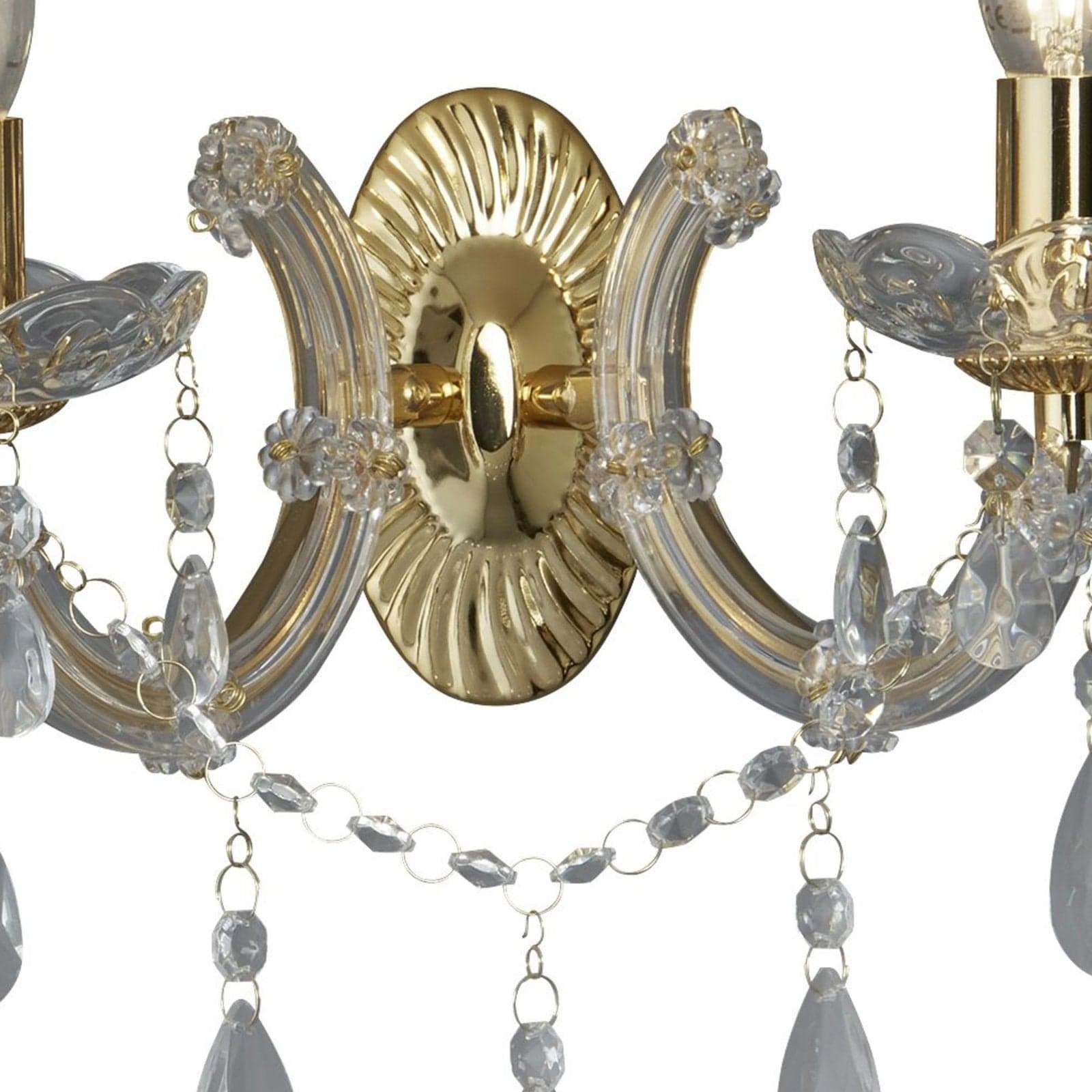 Applique Classica Marie Therese Acciaio Oro Vetro Trasparente 2 Luci E14 in Applique LuceArt - Montecorvino Pugliano, commercioVirtuoso.it
