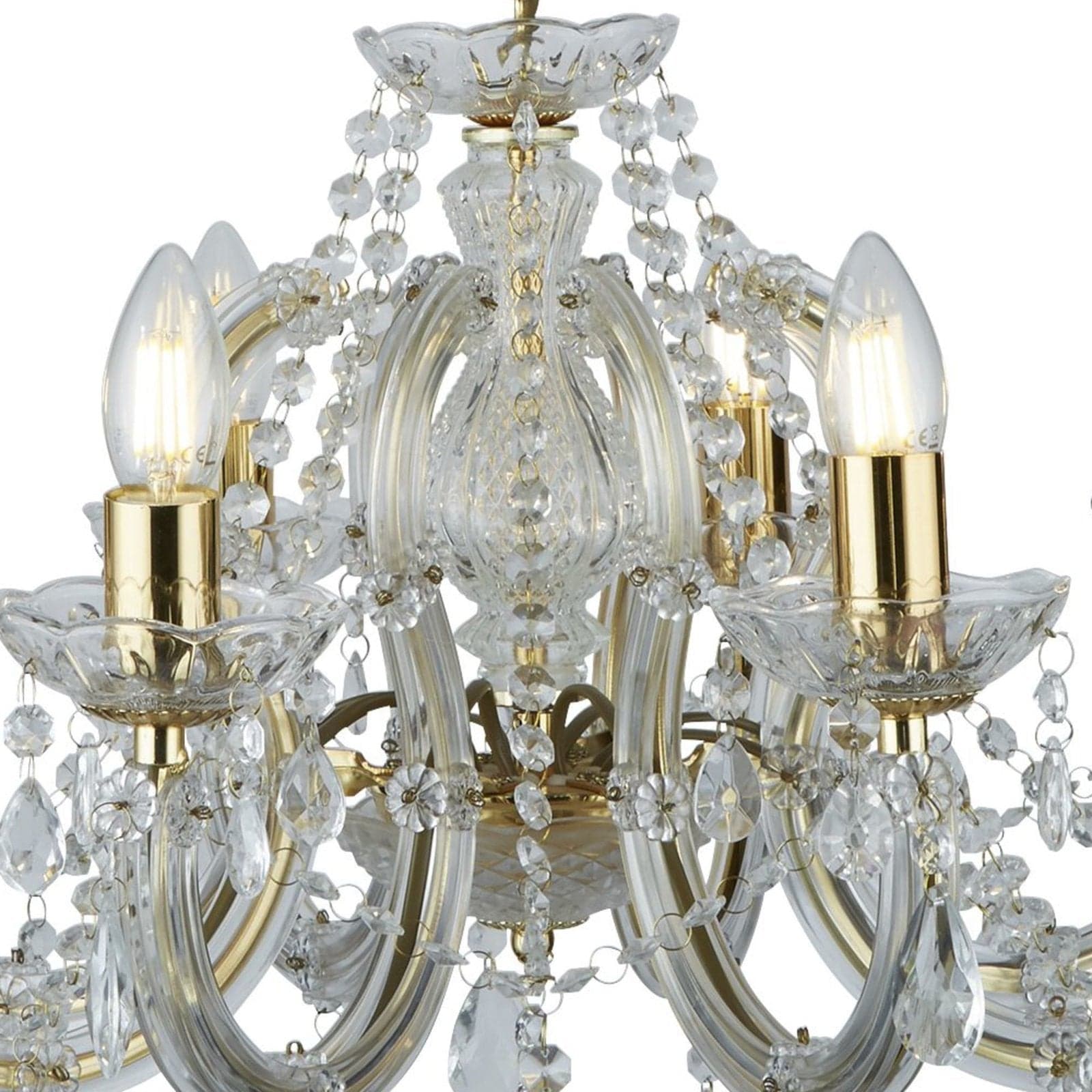 Lampadario Classico Marie Therese Acciaio Oro Vetro 8 Luci E14 in Lampadari LuceArt - Montecorvino Pugliano, commercioVirtuoso.it