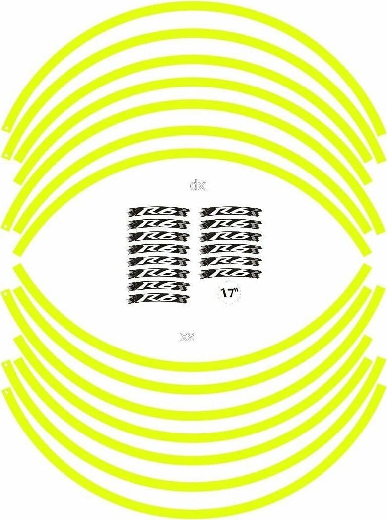 KIT STRISCE ADESIVE compatibili per CERCHI 17 MOTO YAMAHA YZF-R6 GIALLO FLUO in Decalcomanie adesivi e magneti LabelBike - Bibbiano, commercioVirtuoso.it