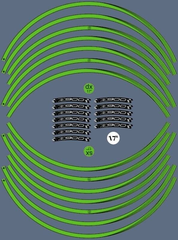 KIT STRISCE ADESIVE VERDI compatibili per CERCHI 17 MOTO KAWASAKI Z900 TUNING in Decalcomanie adesivi e magneti LabelBike - Bibbiano, commercioVirtuoso.it