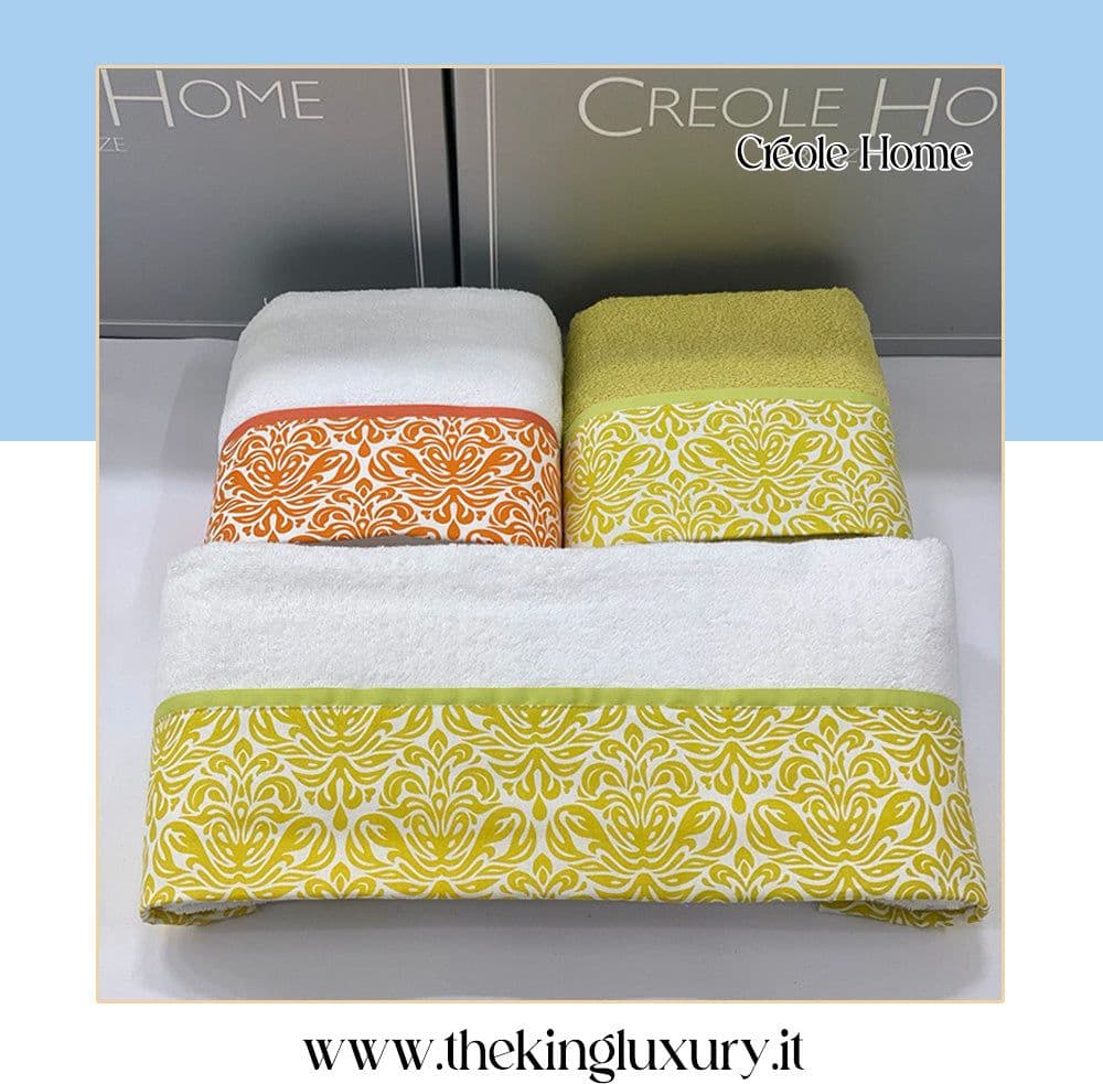 Set Asciugamani 3+3 Creole Firenze Flo  Spugna di Cotone
