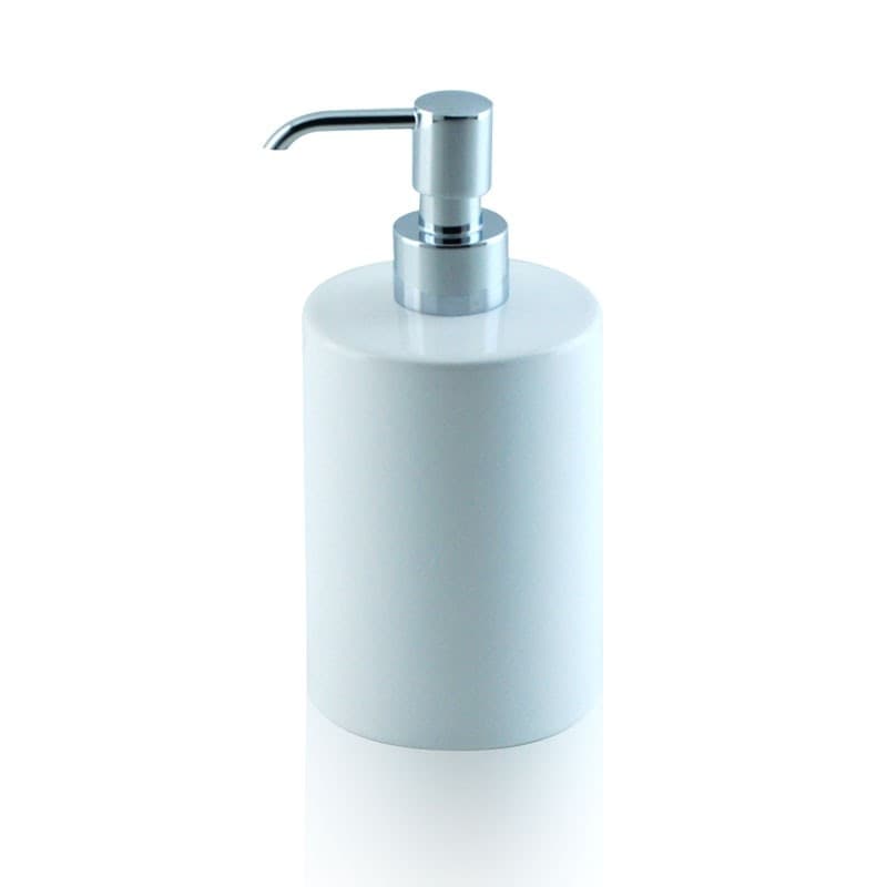 Dispenser - dosatore di sapone liquido da appoggio in ceramica e ottone cromato - accessori bagno in Dosatori per sapone liquido Bottiglioni - Colle di Val d’Elsa, commercioVirtuoso.it