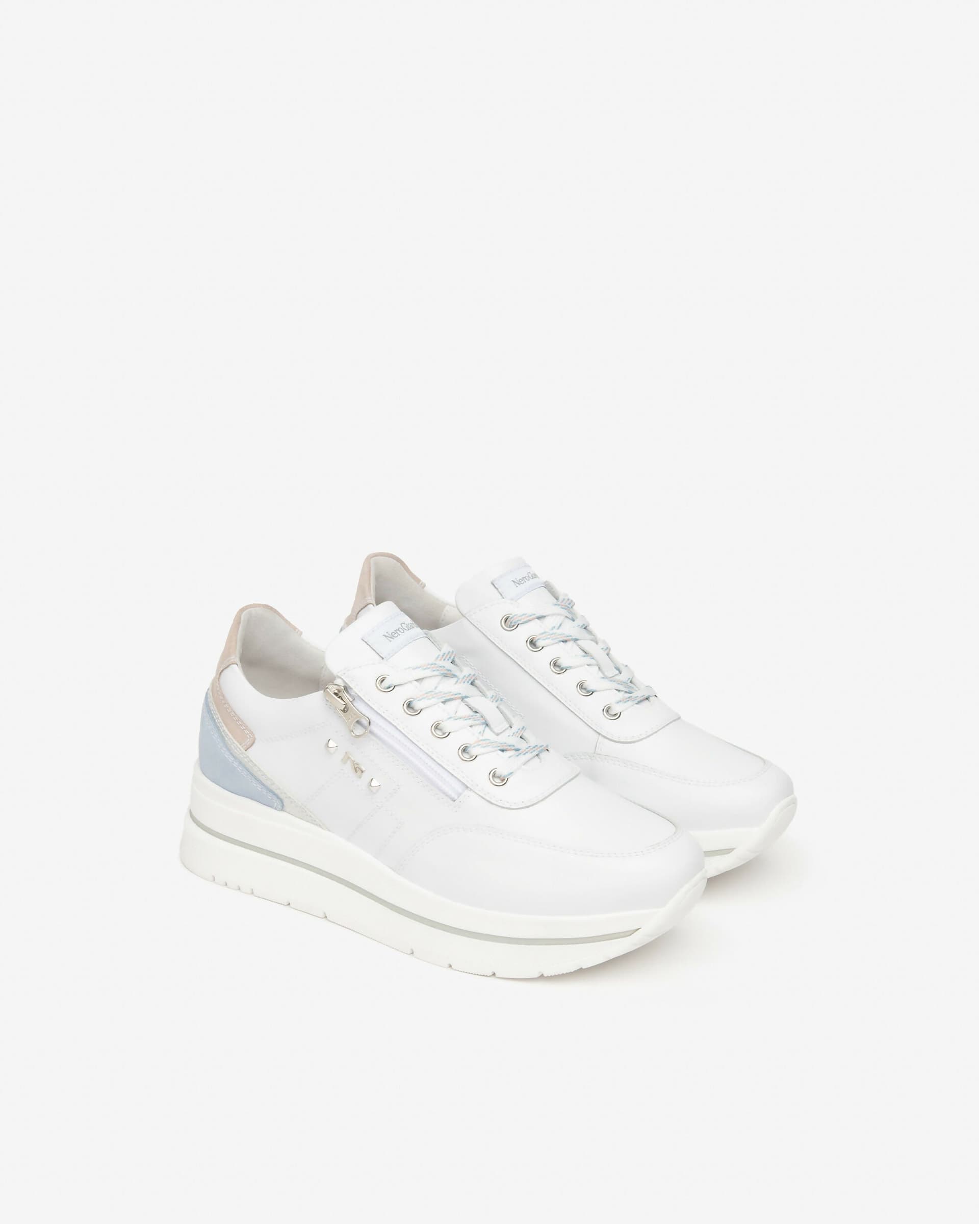 NeroGiardini Donna Sneakers in pelle e camoscio in Sneaker casual Cantali Calzature - Randazzo, commercioVirtuoso.it