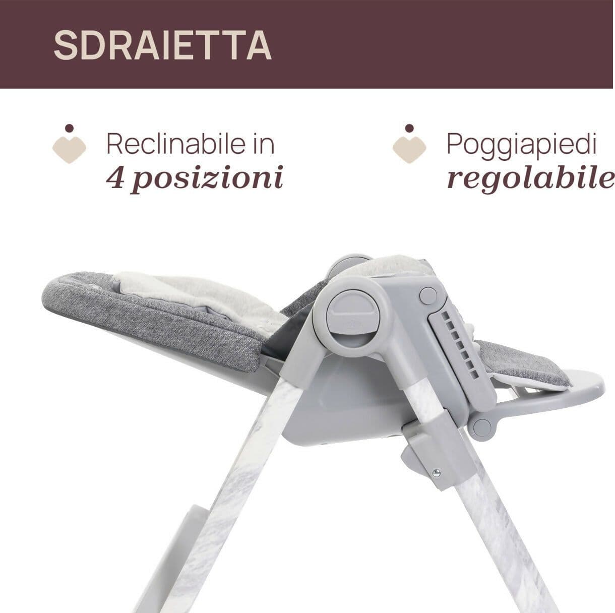 CHICCO Polly Armonia Seggiolone Evolutivo Pappa per Bambini da 0 Mesi a 40 kg, Seggiolone Reclinabile a Sdraietta con Altezza e Poggiapiedi Regolabili, 4 Ruote, Chiusura Compatta, grigio scuro, colore CARRARA in Seggioloni Sanitaria Gioia del Bimbo - Villa San Giovanni, commercioVirtuoso.it