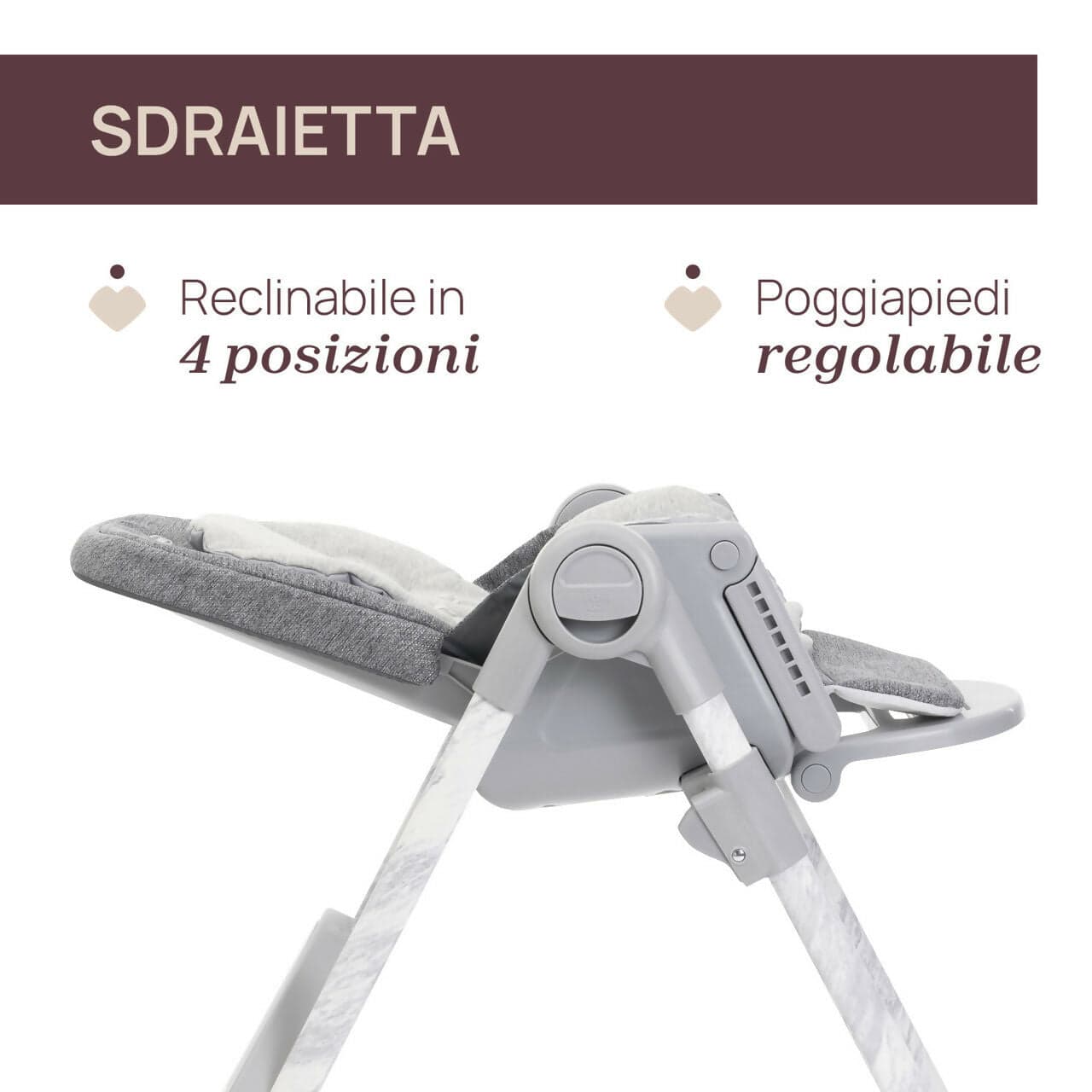 CHICCO Polly Armonia Seggiolone Evolutivo Pappa per Bambini da 0 Mesi a 40 kg, Seggiolone Reclinabile a Sdraietta con Altezza e Poggiapiedi Regolabili, 4 Ruote, Chiusura Compatta, grigio scuro, colore CARRARA in Seggioloni Sanitaria Gioia del Bimbo - Villa San Giovanni, commercioVirtuoso.it