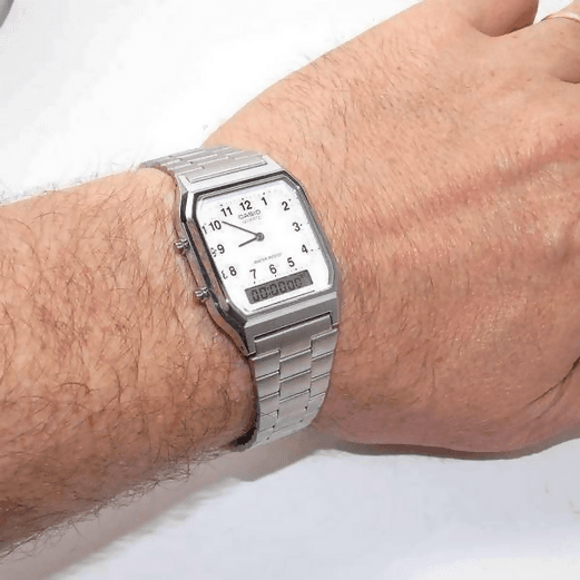 Orologio Casio unisex, AQ-230A-7B, quadrante bianco con numero, sfondo bianco orario digitale e analogico in Orologi da polso Loweconomy - Marineo, commercioVirtuoso.it