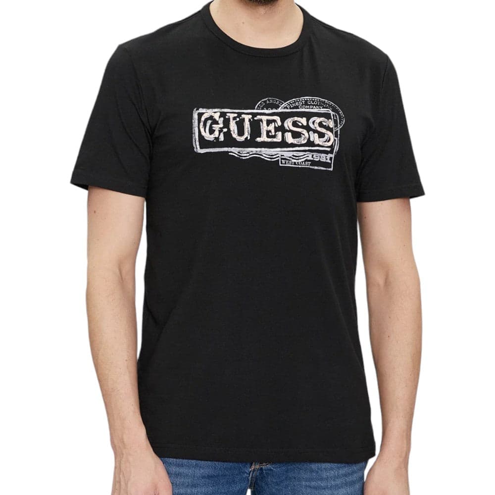 Guess t-shirt nera Box logo M4GI26 J1314 T-shirt Guess