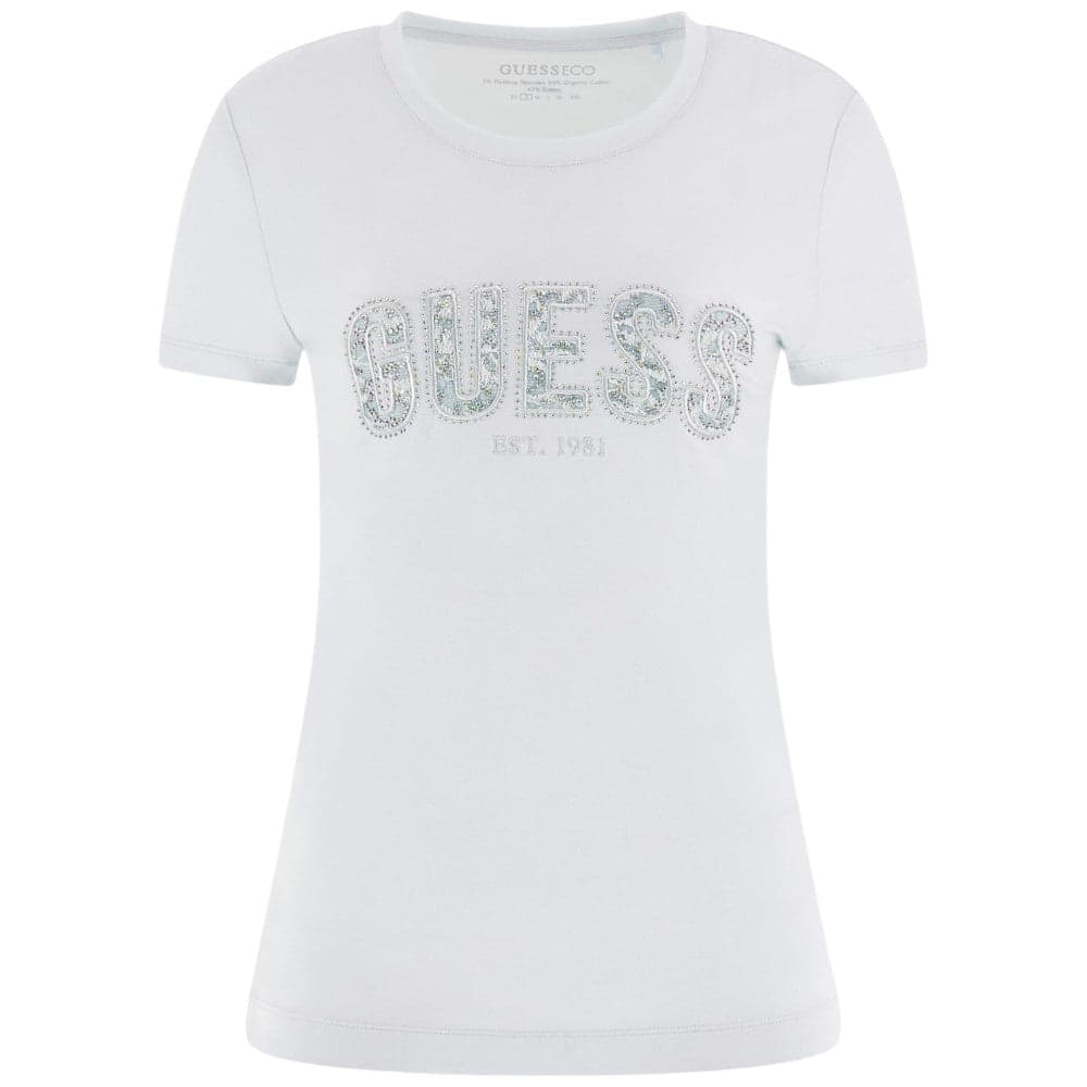 Guess t-shirt celeste chiaro logo con strass W5GI04 J1314 A719 in T-shirt Prodotti di Classe - Nocera Superiore, commercioVirtuoso.it