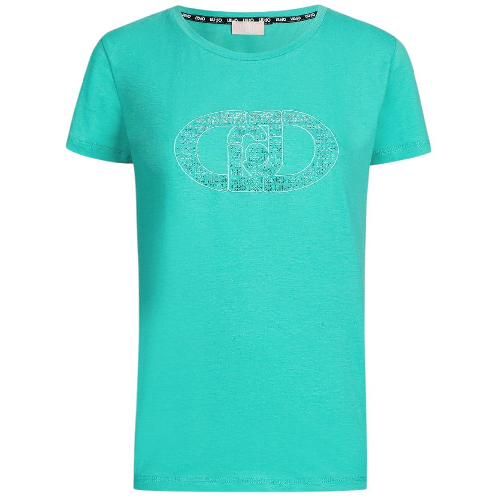 Liu Jo t-shirt verde smeraldo logo con strass TA5173JS003 M9131 T-shirt Liu Jo