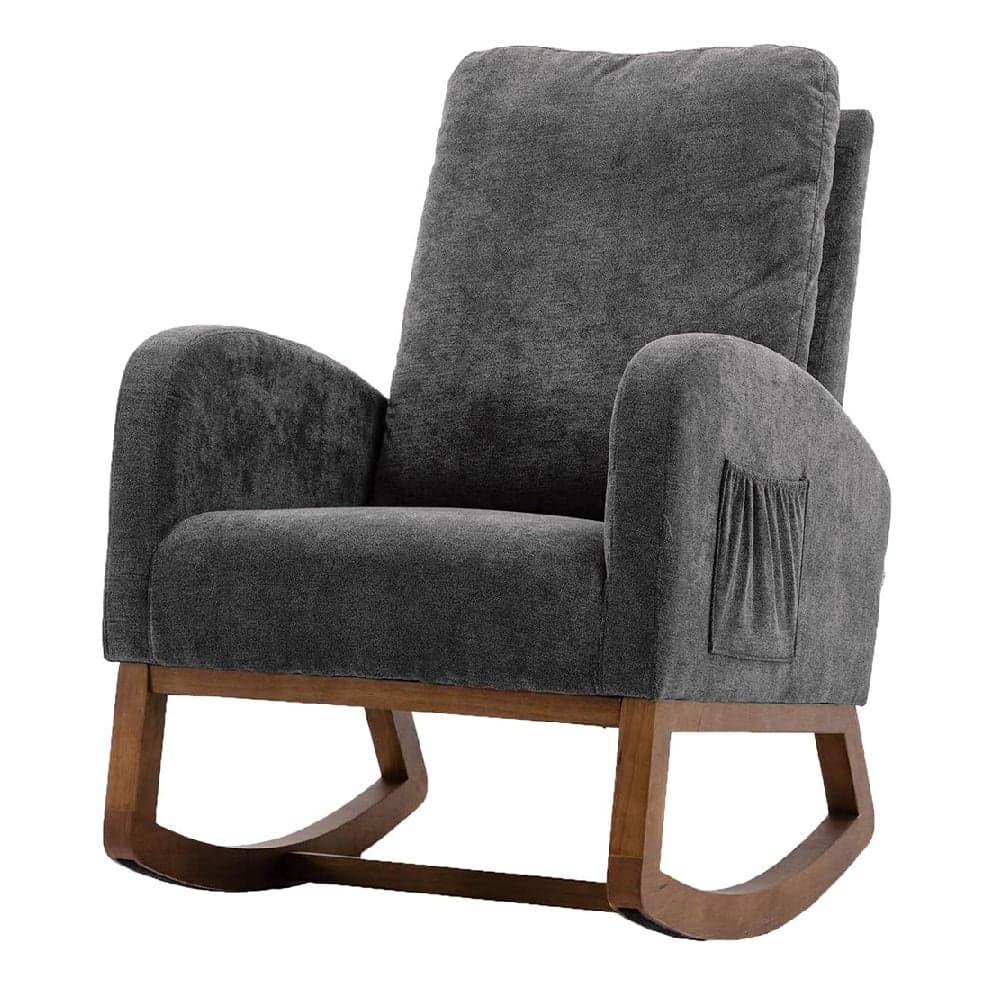 Poltrona a Dondolo Legno e Tessuto Sedia da Relax Cuscino Morbido Tasca laterale in Sedie a dondolo Danyx - Casoria, commercioVirtuoso.it
