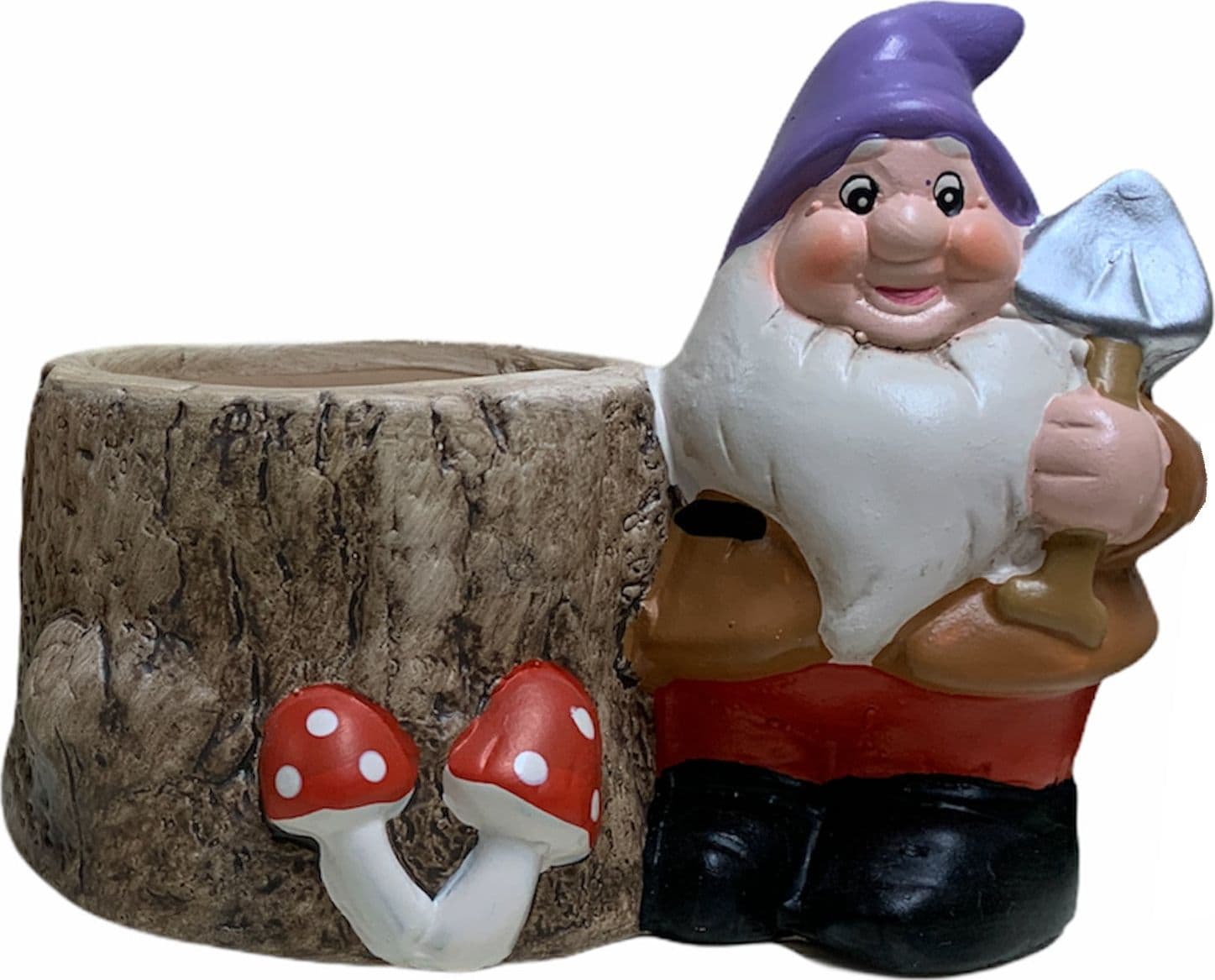 Nano da giardino per esterno con vaso in poliresina gnomo simpatico h 12 cm - 7