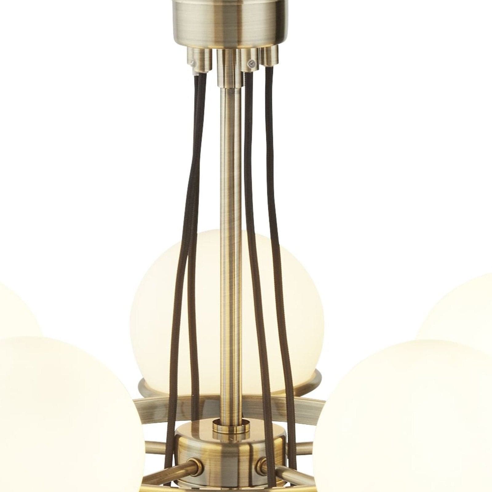Lampadario Contemporaneo Sfera Acciaio Ottone Vetro 5 Luci E14 in Lampade a sospensione LuceArt - Montecorvino Pugliano, commercioVirtuoso.it