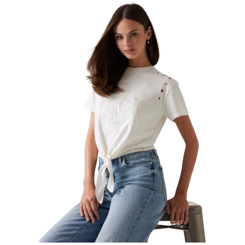 Guess t-shirt panna cropped Eyelet W5GI18 I3Z14 G012 T-shirt Guess
