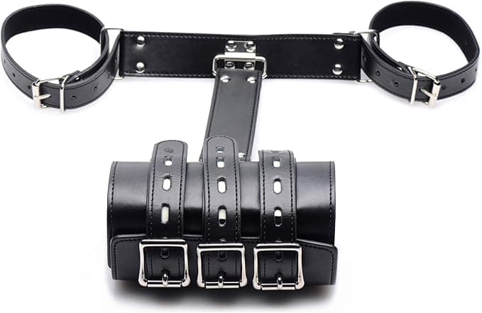 Bondage contenzione braccia bicipiti nero blocco controllo BDSM pelle PU in prodotto Erosdom - Palmi, commercioVirtuoso.it