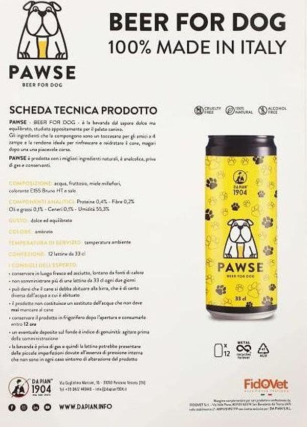 Da Pian 1904 Pawse Birra per Cani 33cl in Biscotti bocconcini e snack 101 Market - Poggibonsi, commercioVirtuoso.it