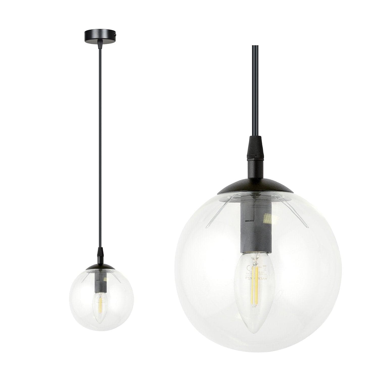 Sospensione Moderna 1 Luce Cosmo In Acciaio Nero E Sfera In Vetro Trasparente in Lampade a sospensione LuceArt - Montecorvino Pugliano, commercioVirtuoso.it