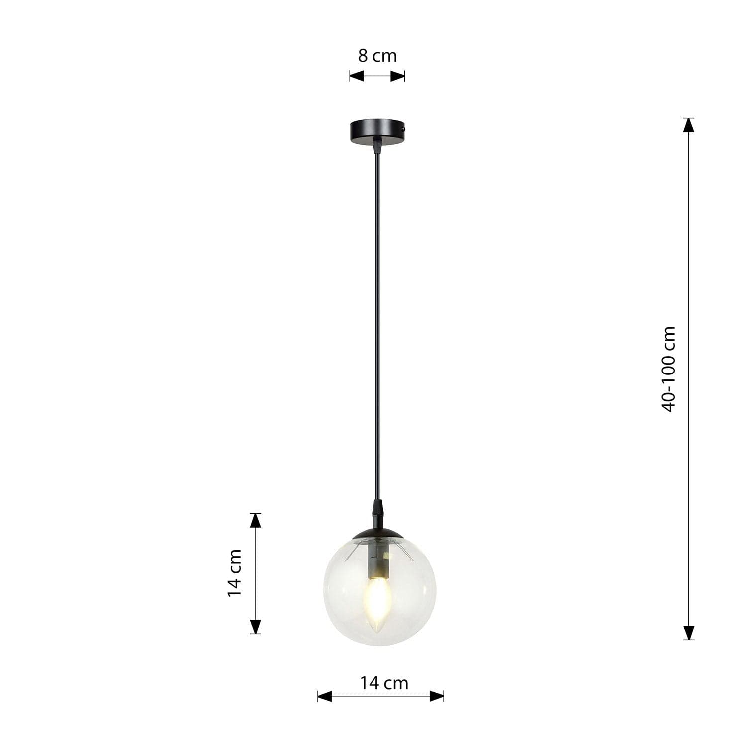 Sospensione Moderna 1 Luce Cosmo In Acciaio Nero E Sfera In Vetro Trasparente in Lampade a sospensione LuceArt - Montecorvino Pugliano, commercioVirtuoso.it