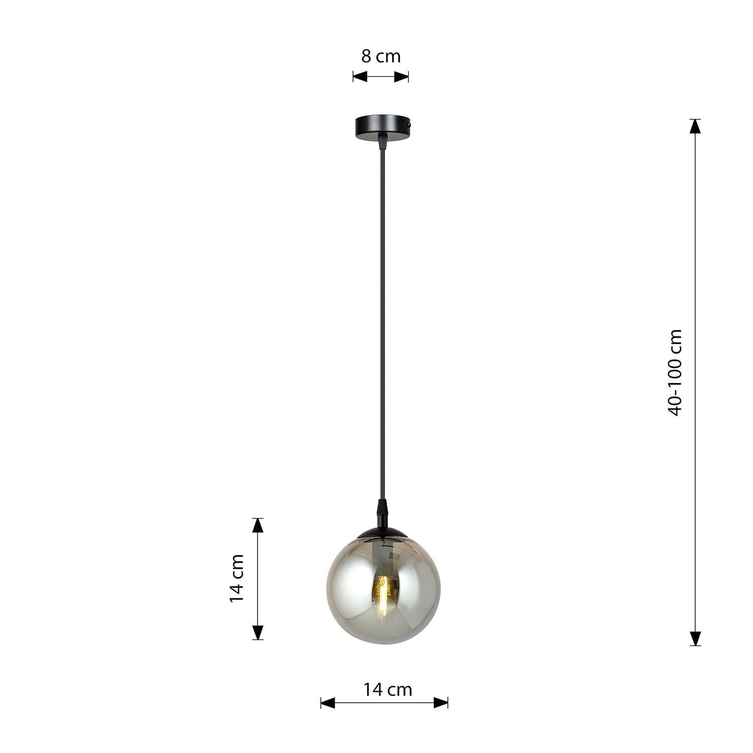 Sospensione Moderna 1 Luce Cosmo In Acciaio Nero E Sfera In Vetro Fumè in Lampade a sospensione LuceArt - Montecorvino Pugliano, commercioVirtuoso.it