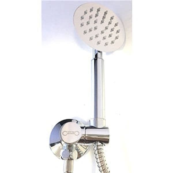 Set doccia con supporto con presa acqua e doccetta anticalcare, flessibile 150 cm in Telefoni doccia BagnoClic.it - Pregnana Milanese, commercioVirtuoso.it