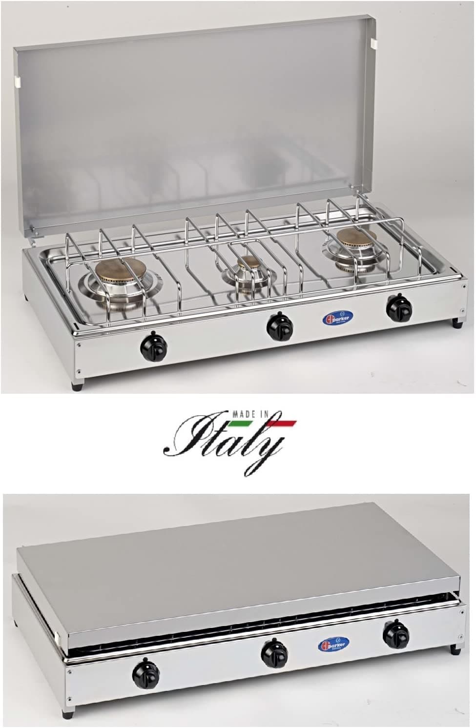 CFParker Fornello a Gas 3 Fuochi Gpl / Metano con Piano in Acciaio Inox e Valvola di Sicurezza mod. 5523RSG in Autocategorizzazione Elettroccasione - Terlizzi, commercioVirtuoso.it