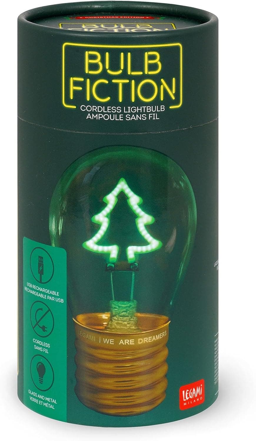 Legami Lampada da Tavolo a forma di Lampadina, For Indoor Use Only, Ricaricabile con Cavo USB, Senza Fili, Tema Xmas Tree in Lampadari Cartoleria Deja Vu - Crotone, commercioVirtuoso.it
