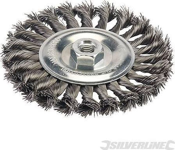 Spazzola a filo ritorto a rotella ideale per smerigliatrici angolari prezzo in offerta Silverline